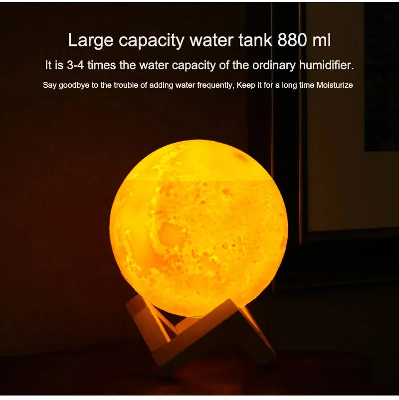 880ML Air Humidifier Purifier Moon Lamp Moonlight Humidifiers Night Light USB Charging Air Humidifier Mist Maker for Room