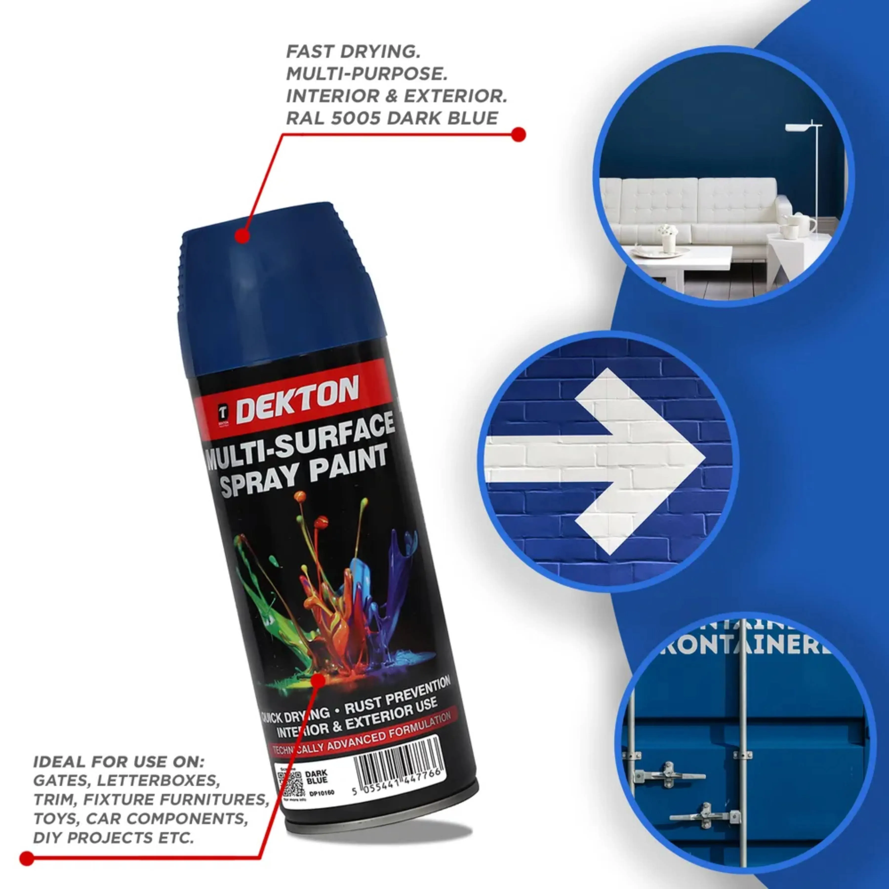 DEKTON 400ml Spray Paint Dark Blue