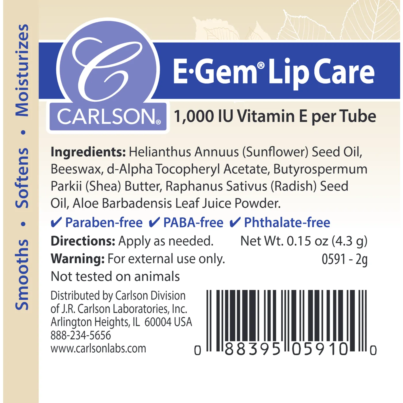 E-Gem Lip Care 1 tube by Carlson Labs