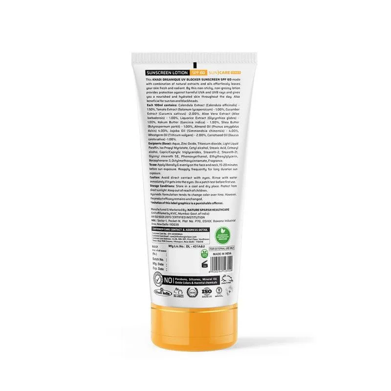 Khadi Organique Sunscreen Lotion SPF 60 With Calendula and Carrot