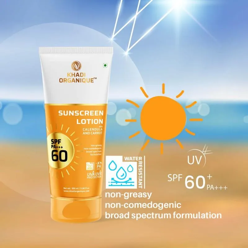 Khadi Organique Sunscreen Lotion SPF 60 With Calendula and Carrot