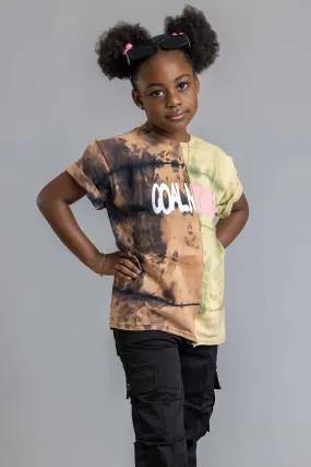 KIDS GREEN ACID N RUSTED 2TONE SPRAY CNT TEE