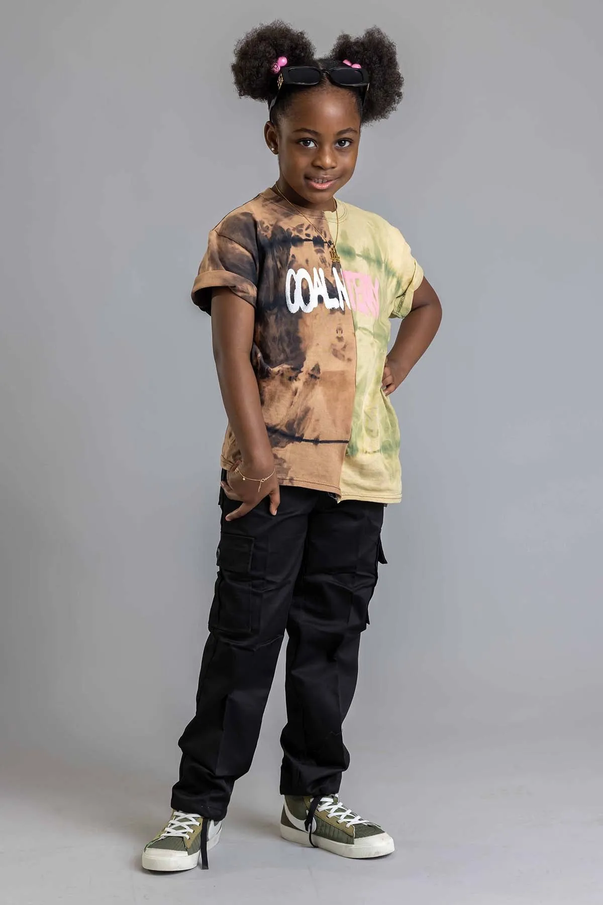 KIDS GREEN ACID N RUSTED 2TONE SPRAY CNT TEE