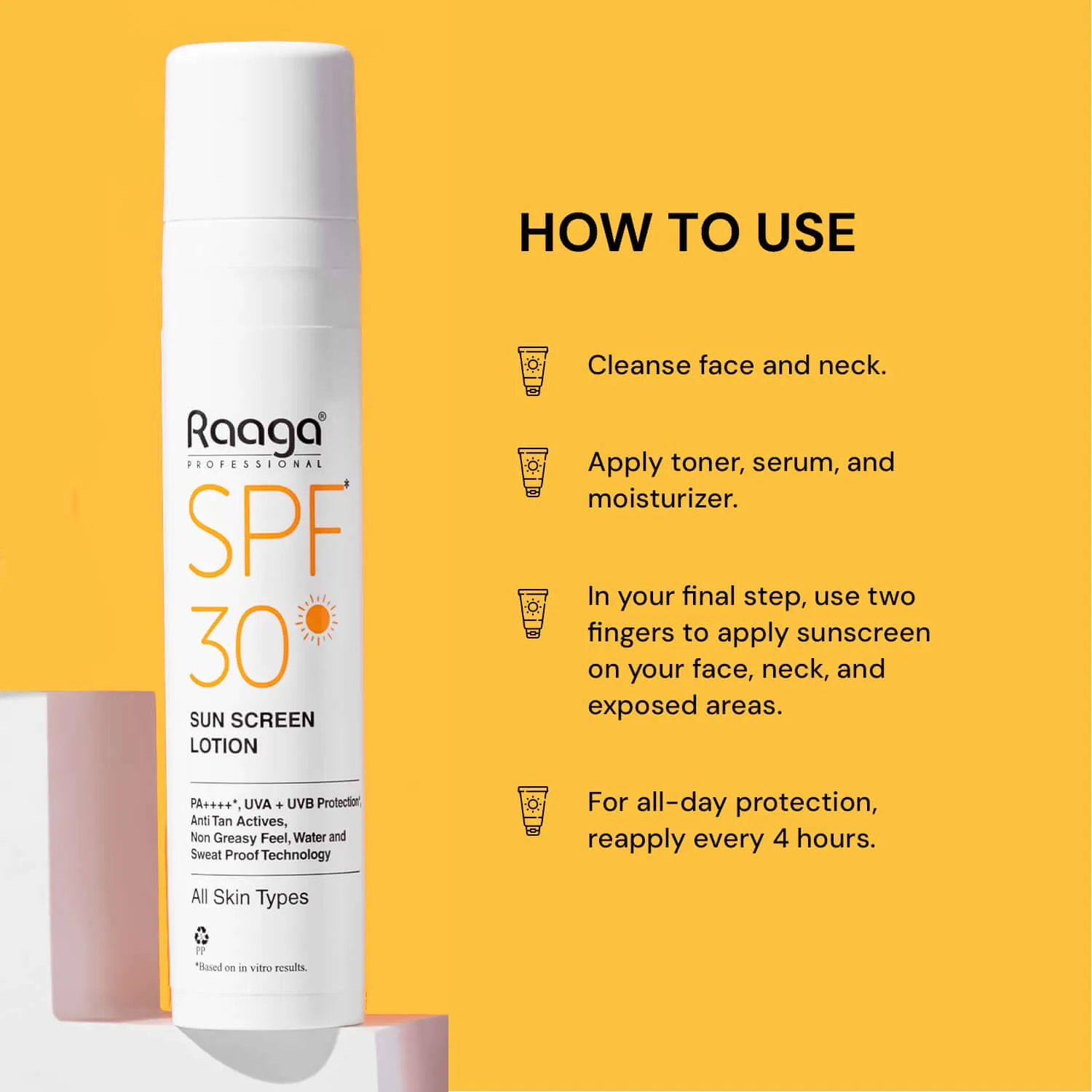 Raaga Professional SPF 30 Sunscreen Lotion | PA    , UVA   UVB Protection, Anti Tan Activities, Non-Greasy Feel, Water and Sweat Proof Technology (55 ml)