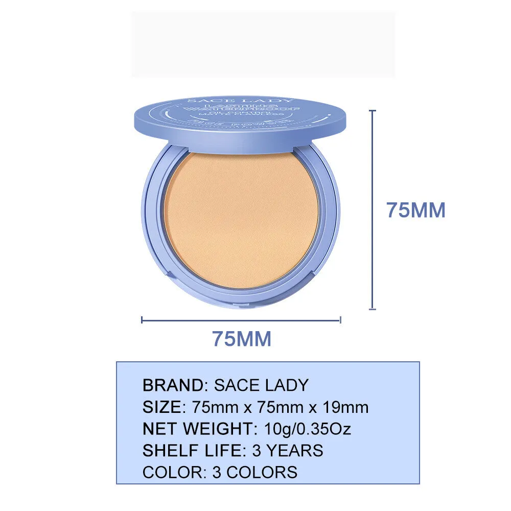 SACE LADY Lasting Waterproof Face Powder Oil Control Matte Flawless 10g - Pressed Powder for All Skin Types