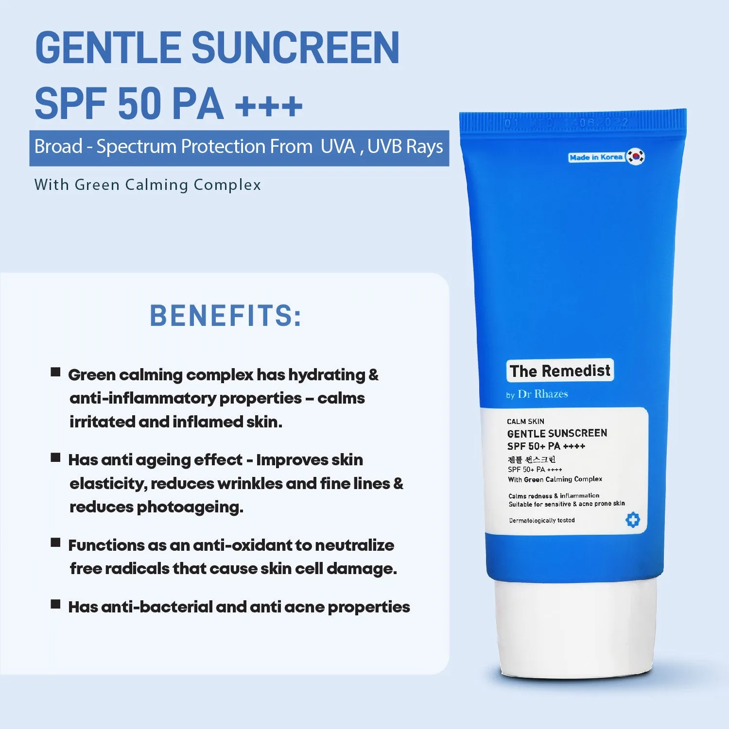 The Remedist by Dr Rhazes Gentle Sunscreen SPF 50  (50ml)