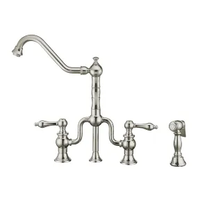 Whitehaus WHTTSLV3-9771-NT-C Twisthaus Plus Bridge Faucet with Swivel Spout and Side Spray