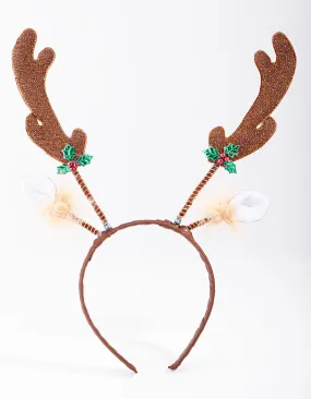 Xmas Soft Glitter Reindeer Headband